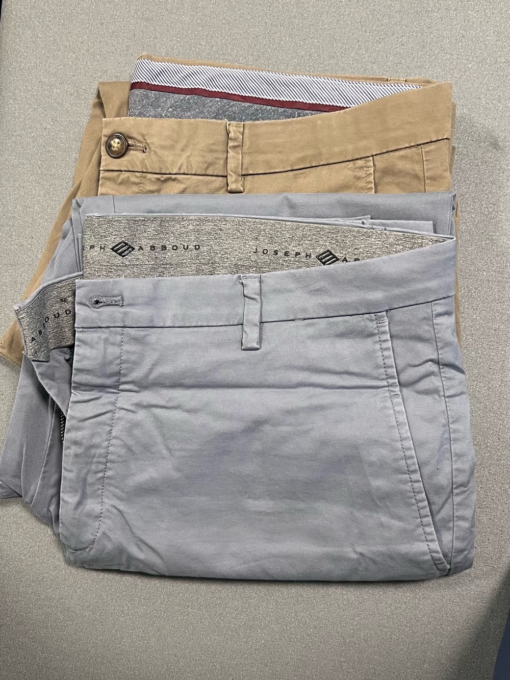(2) 38x32 Joseph Abboud Khaki & Light “Sky” Blue Flat-Front Chino Pants